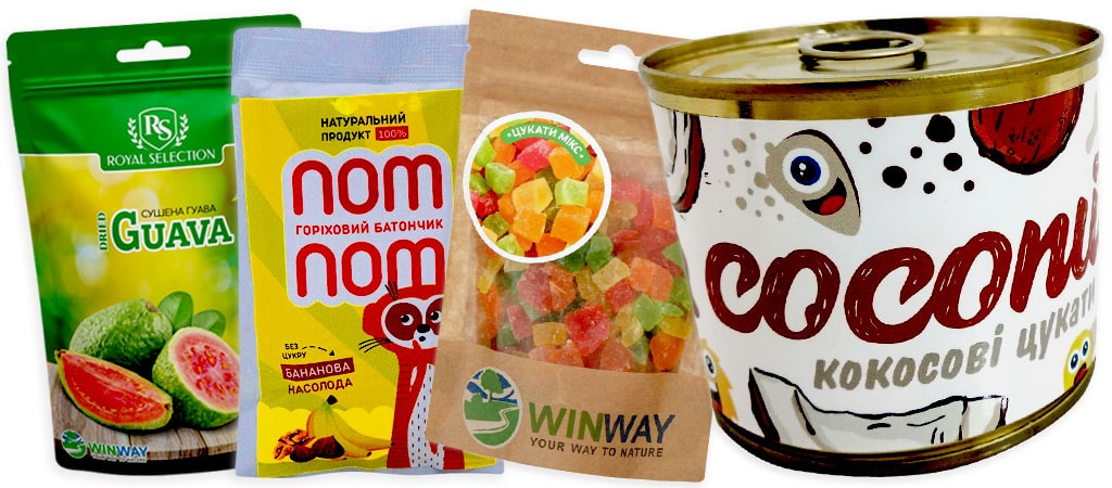 сухофрукти і кокосові цукати