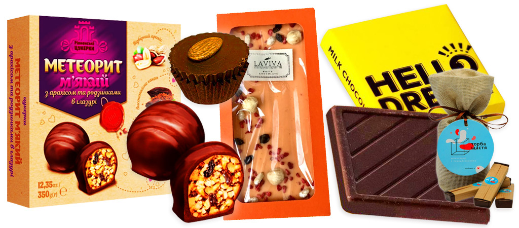 шоколад ручної роботи та шоколадні цукерки