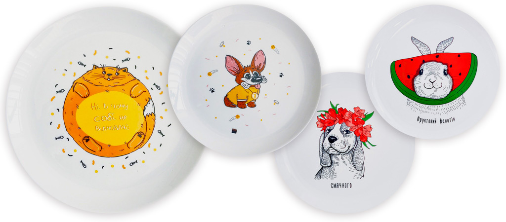 четыре керамические тарелки