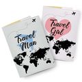 фото 1 - Набор обложек на паспорт ЭкоКожа - Travel Man and Girl 13,5 х 9,5 см