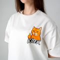 зображення 1 - Футболка оверсайз з принтом кота Doberman (молочна) Kitek Wear