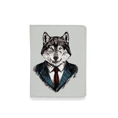 фото 1 - Обложка на документы Экокожа - Волк в костюме 7,5 х 9,5 см Just cover