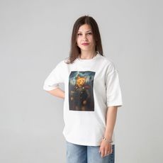 фото 1 - Футболка оверсайз с принтом кота TOR (молочна) Kitek Wear