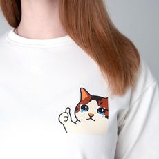 фото 1 - Футболка оверсайз с принтом кота Crying Cat (молочна) Kitek Wear