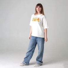 фото 1 - Футболка оверсайз с принтом кота Thurston (молочна) Kitek Wear