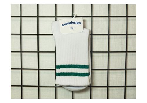 фото 1 - Бело-зеленые спортивные женские носки Papadesign