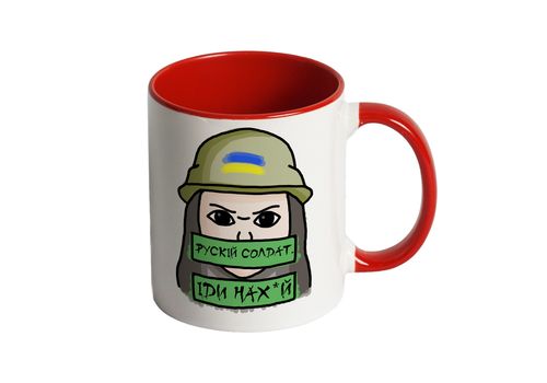 фото 1 - Красная чашка "Рускій солдат" Ua Made Sale
