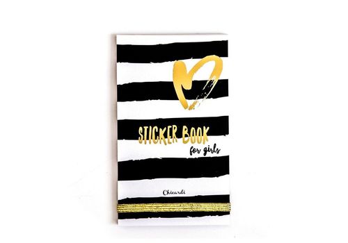 фото 1 - Бело-черная книга з наклейками, золотым принтом “STICKER BOOK FOR GIRLS" Olena Redko