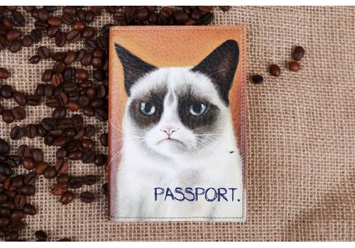 зображення 1 - Обкладинка на паспорт Harno Hand made "Сумний кіт" еко-шкіра