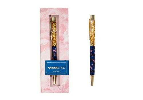 фото 1 - Синее-золотая шариковая ручка з бльостками"Flamingo" Olena Redko