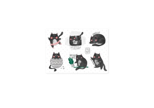 зображення 1 - Набір наклейок Гречка "Сірий кіт" А6