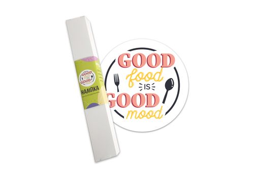 фото 3 - Белая наклейка на холодильник "Good food"  40Х40 см Papadesign