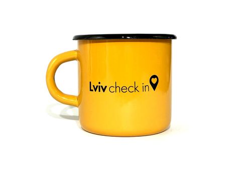 зображення 1 - Кружка Papadesign "Lviv check in" жовта 350 мл