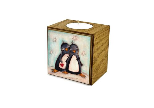 зображення 1 - Двосторонній свічник "Закохані пінгвіни"
