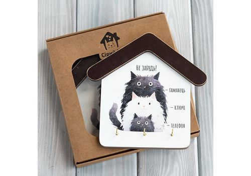 зображення 2 - Ключниця будиночок "Не забудь! Сім'я котиків" Wood Posters