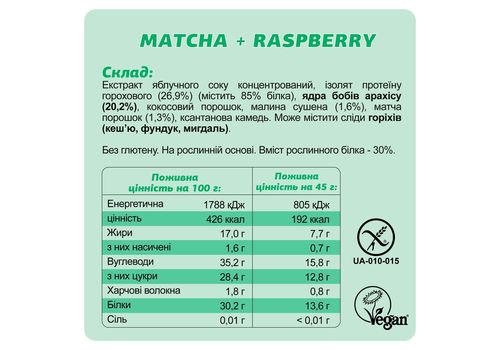 зображення 8 - Батончик протеїновий ''Matcha + Raspberry'' Fizi