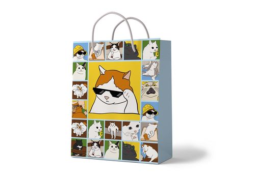 фото 1 - Пакет "Мемні коти" 35*25*9 см Papadesign