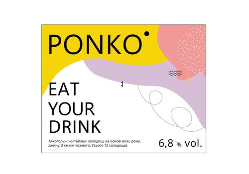 зображення 1 - Цукерки Ponko "Eat your drink" Асорті 12 цукерок 6 смаків