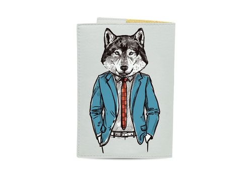 фото 2 - Обложка на паспорт Экокожа - Волк в костюме 13,5 х 9,5 см Just cover