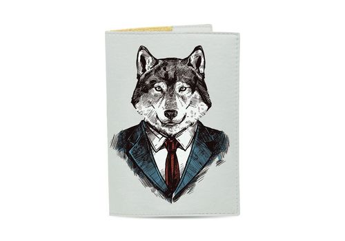 фото 1 - Обложка на паспорт Экокожа - Волк в костюме 13,5 х 9,5 см Just cover