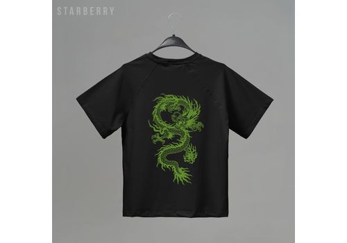 зображення 1 - Жіноча чорна футболка з принтом "Дракон" Starberry