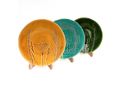 зображення 2 - Тарілка 26 см Зелена Різнотрав'я Мішковина Покутська кераміка