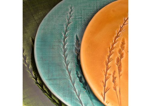 зображення 3 - Тарілка 26 см Зелена Різнотрав'я Мішковина Покутська кераміка