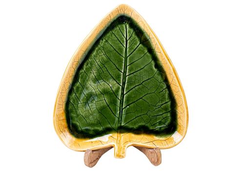 зображення 1 - Листок Хоста 24 см Зелений з обідком Покутська кераміка