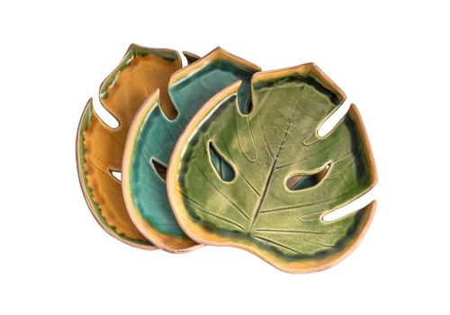 зображення 2 - Листок Монстера 20 см Жовтий з обідком Покутська кераміка