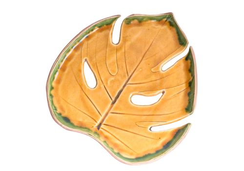 зображення 1 - Листок Монстера 20 см Жовтий з обідком Покутська кераміка