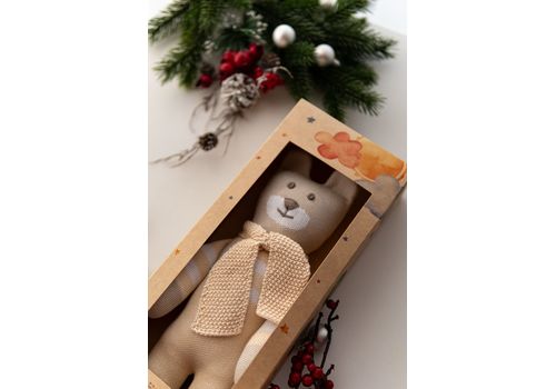 фото 7 - Мягкая эко- игрушка ручной работы Мишка Сем бежевый 32 см SVMR