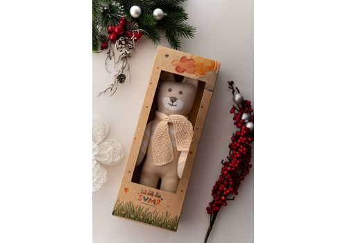 фото 1 - Мягкая эко- игрушка ручной работы Мишка Сем бежевый 32 см SVMR