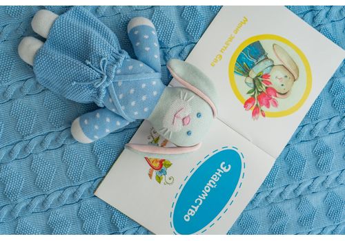 зображення 3 - М'яка еко- іграшка ручної роботи Зайчик Єва блакитний 32 см SVMR