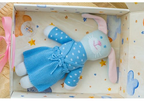 зображення 4 - М'яка еко- іграшка ручної роботи Зайчик Єва блакитний 32 см SVMR