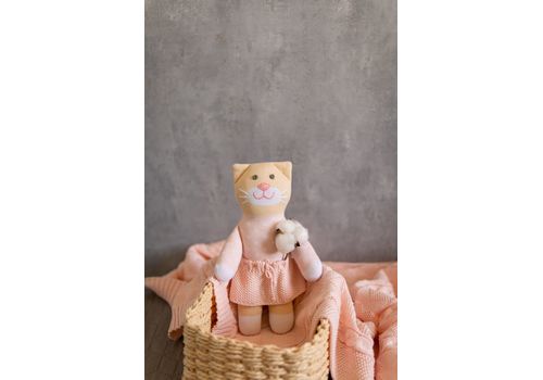 зображення 2 - М'яка еко- іграшка ручної роботи Котик Тіна бежевий 32 см SVMR