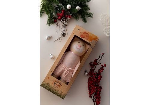 зображення 1 - М'яка еко- іграшка ручної роботи Котик Тіна бежевий 32 см SVMR