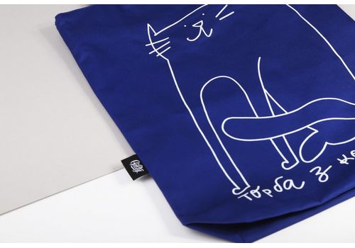 фото 4 - Эко сумка Gifty "с Котиком" синяя