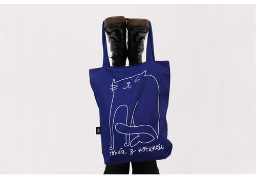 фото 5 - Эко сумка Gifty "с Котиком" синяя