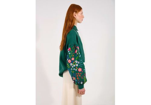 фото 5 - Зеленая рубашка с вышитыми полевыми цветами S Vyshyta