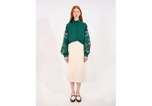 зображення 2 - Зелена сорочка з вишитими польовими квітами  L Vyshyta