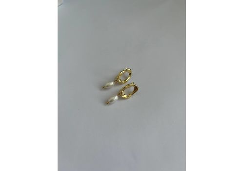 зображення 1 - Сережки з натуральними перлами маленькими в формі рис в золотому кольорі Fayna jewelry