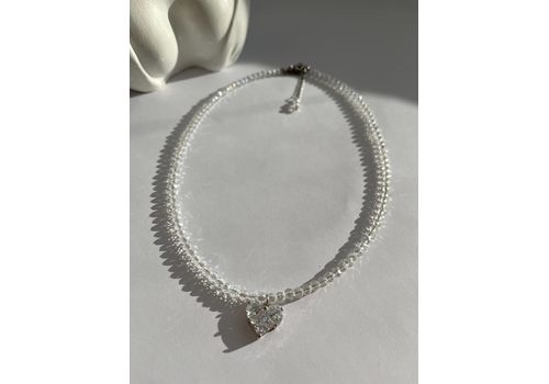 зображення 1 - Кольє з прозорого ювелірного скла в срібному кольорі з підвіскою серце Fayna jewelry