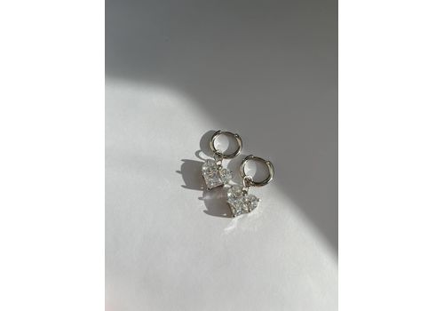 зображення 1 - Сережки з прозорими підвісками серце з ювелірного скла в срібному кольорі Fayna jewelry