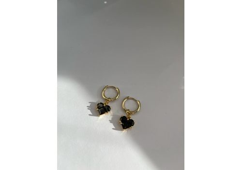 фото 1 - Сережки золот з чорн серцем з ювелір скла