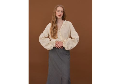 фото 3 - Лляная блуза Мотря (Полтавщина) антическая белая Vyshyta