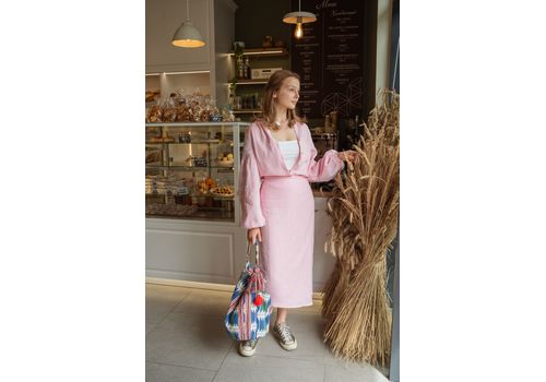 зображення 3 - Мінімалістична лляна вишита блуза Зоя рожева Vyshyta