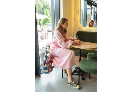 зображення 5 - Мінімалістична лляна вишита блуза Зоя рожева Vyshyta