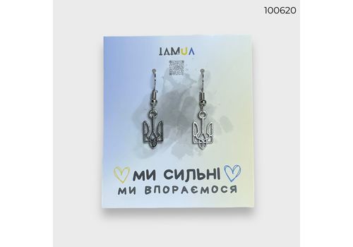 фото 1 - Сережки Герб UA маленькие silver CANDYS.UA