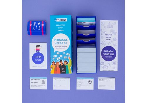 зображення 2 - Картки для вивчення англійської мови English Student - Phrasal Verbs B1 (500 карток)