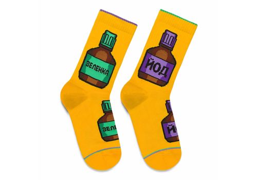 зображення 1 - Шкарпетки Ded Noskar' "Зеленка-Йод" желтые